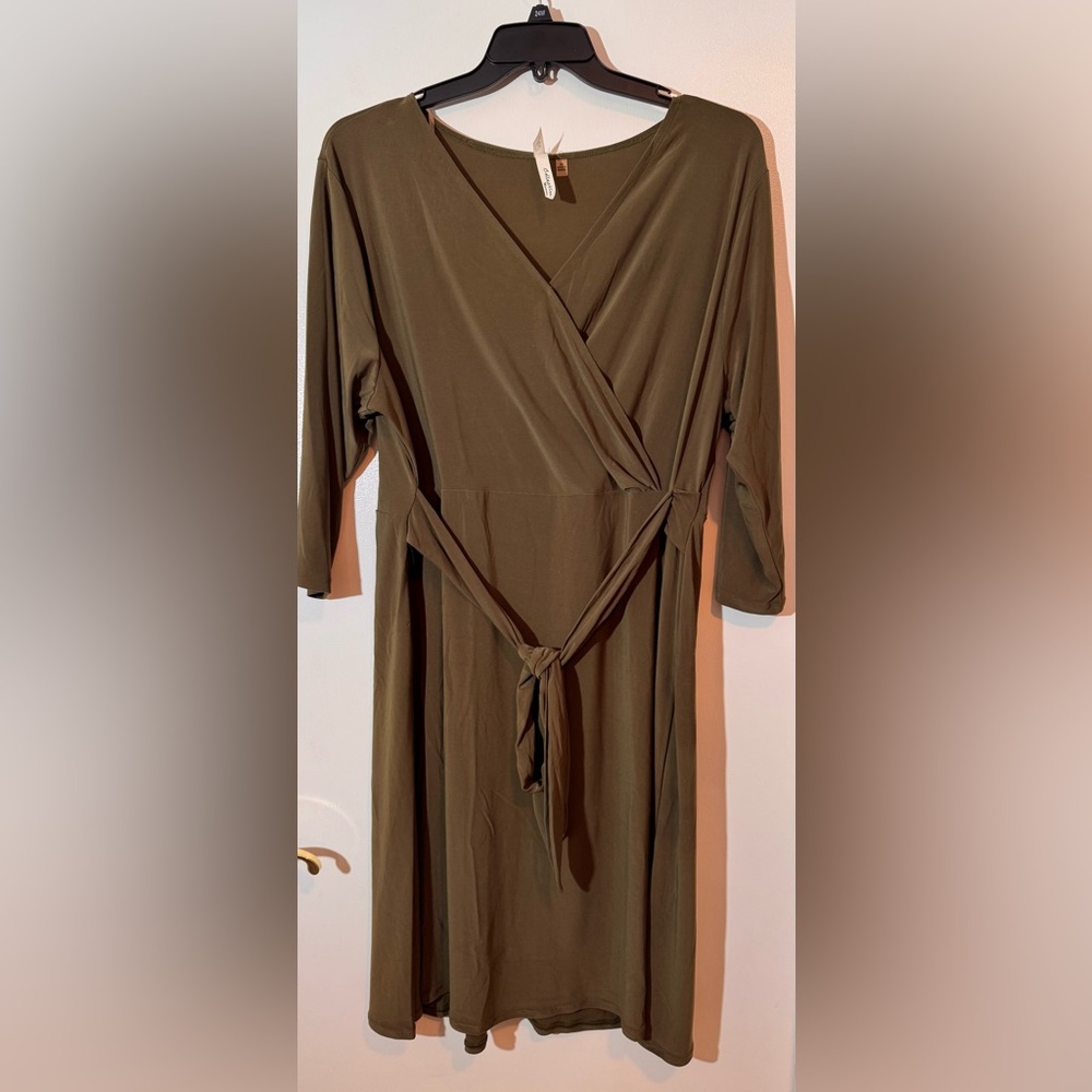 Olive Green Wrap Dress